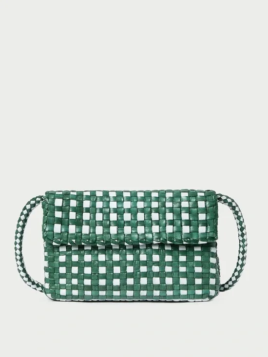 Loeffler Randall Vinnie Green and White Woven Crossbody Bag - Picture 3 of 9
